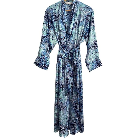 Victoria's Secret Other - Victoria's Secret Robe Sz M/L Long Belted Mermaid Blue Stain Glass Shoulder Pads